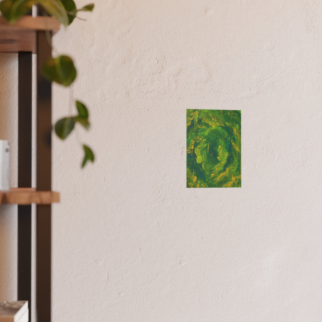 Abstract Green Vortex Poster — Swirling Botanical Art Print