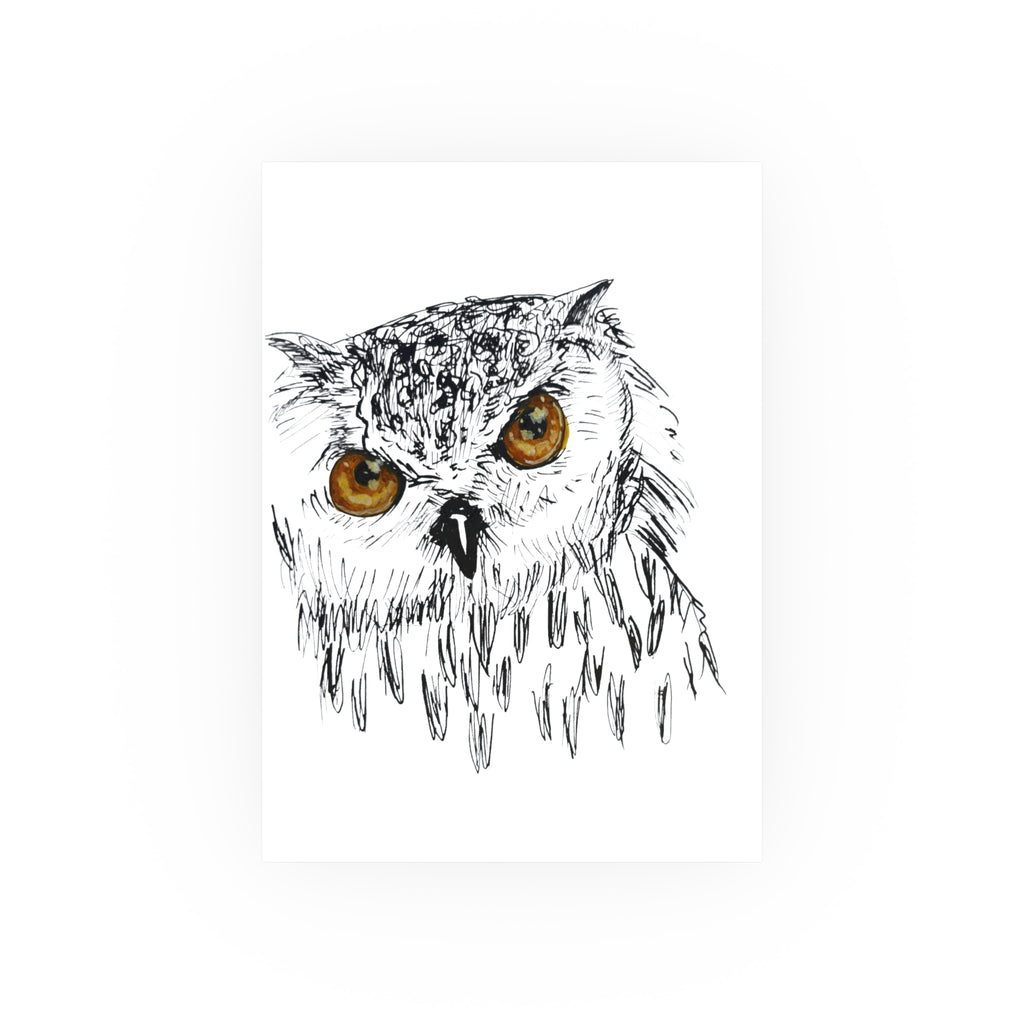 Minimalist Owl Line Art Poster — Hand-Drawn Owl Print for Wall Decor