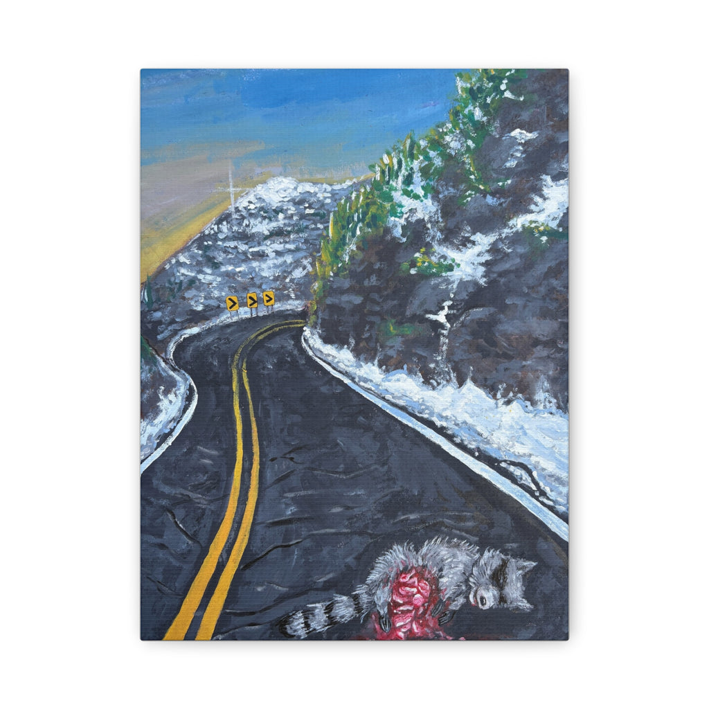 Mountain Scene Road Animal Canvas Print