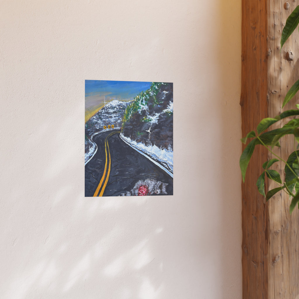 Scenic Mountain Road Poster — Winter Drive Landscape Art Print