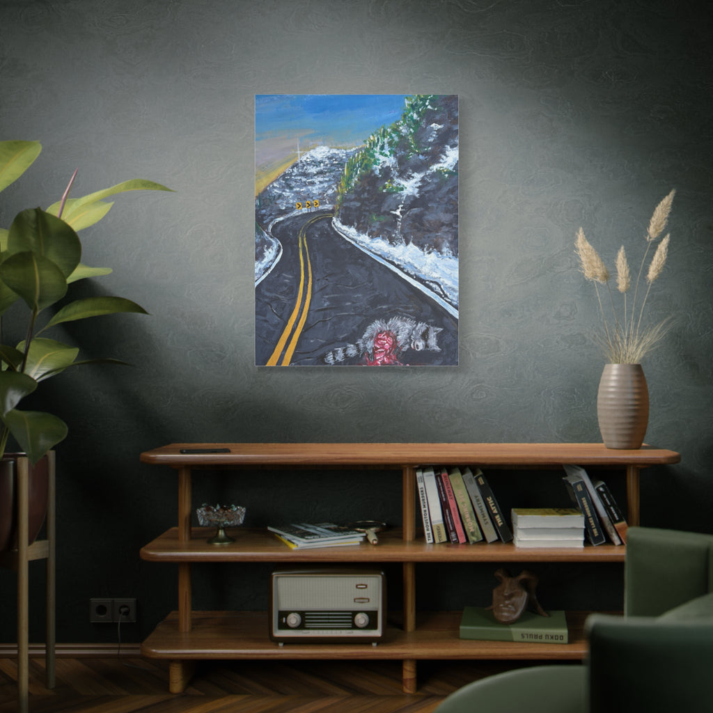 Mountain Scene Road Animal Canvas Print