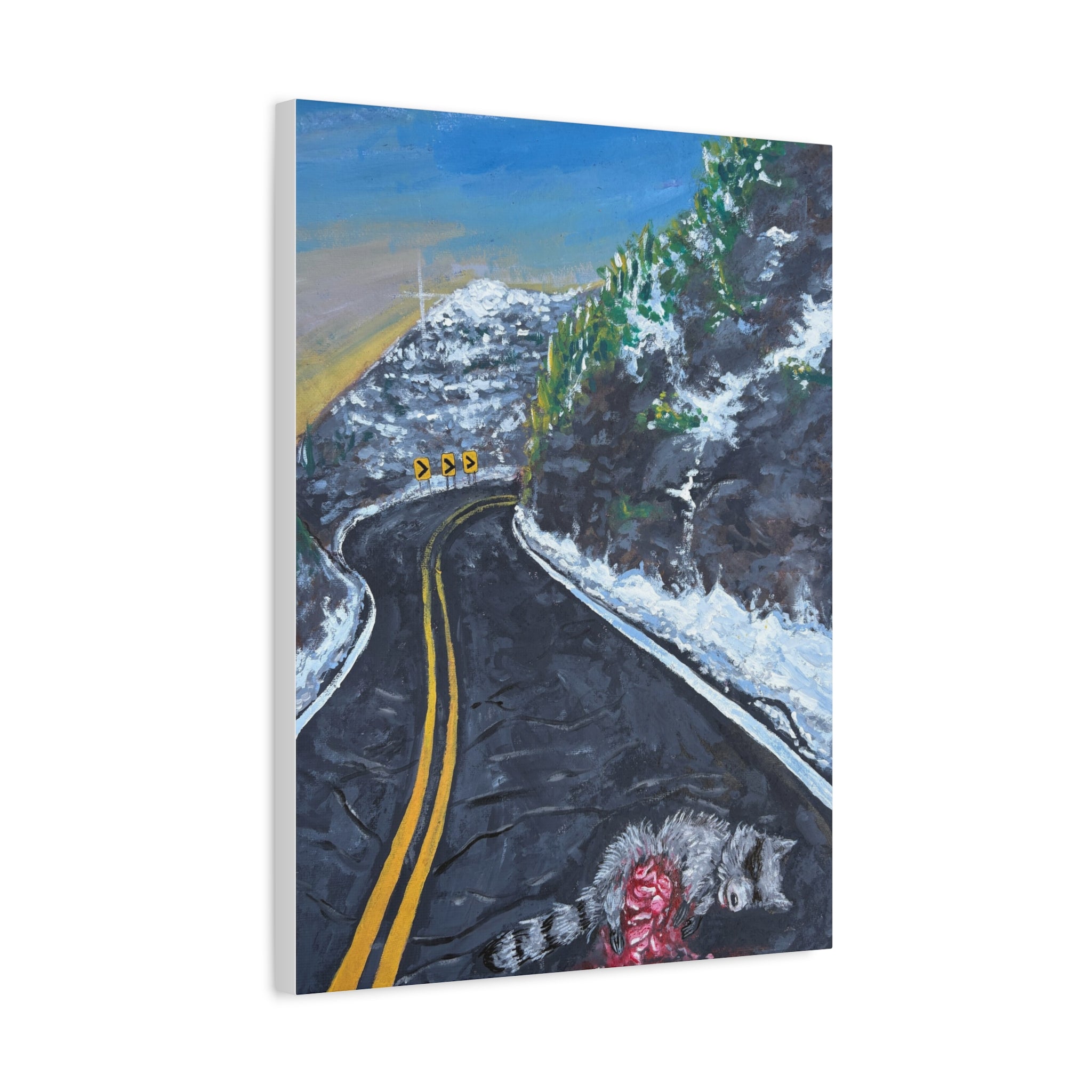 Mountain Scene Road Animal Canvas Print