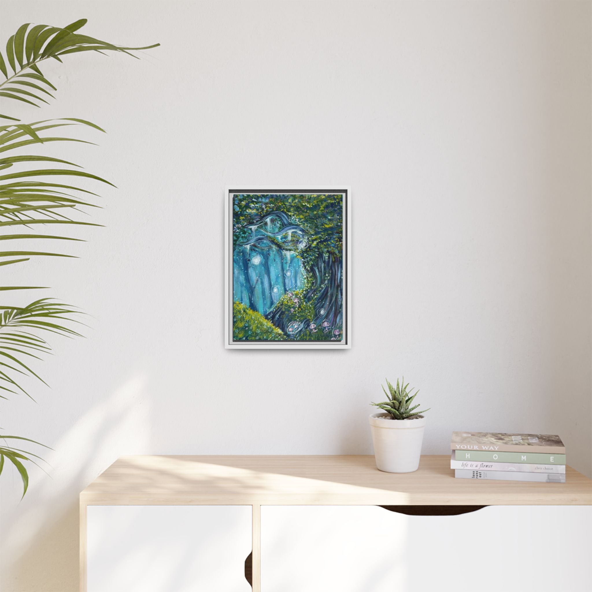 Enchanted Forest Matte Canvas Print, Framed Painting, Nature Home Decor, Woodland Artwork, Greenery Wall Hanging