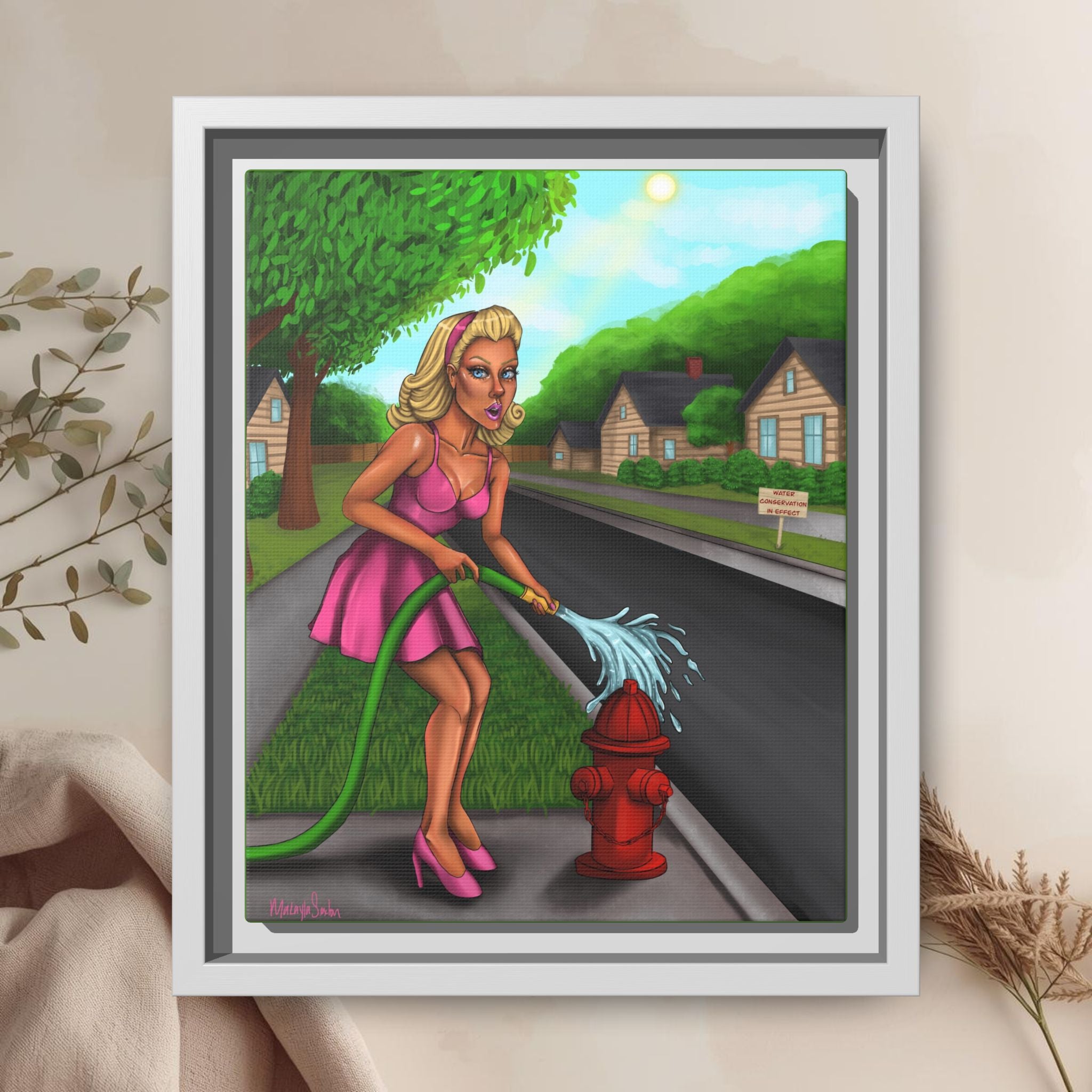 Retro Girl Canvas Art, Framed Pop Art Print, Retro Girl Poster, Multi-color Artwork, Home Decor Gift