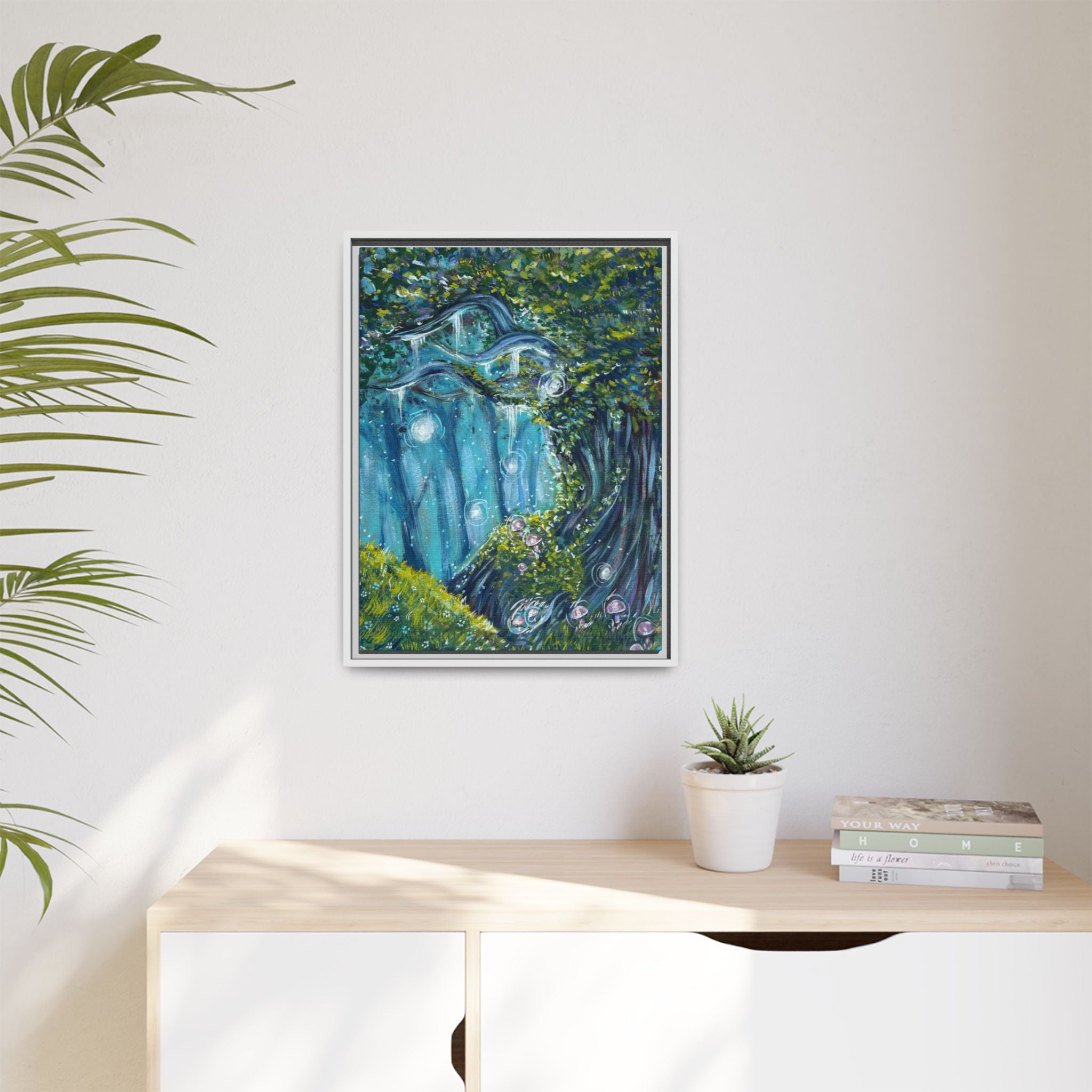 Enchanted Forest Matte Canvas Print, Framed Painting, Nature Home Decor, Woodland Artwork, Greenery Wall Hanging