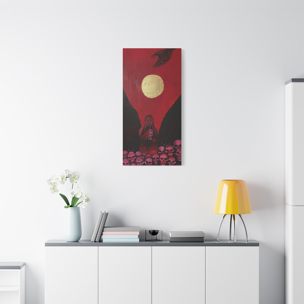 Gothic Red Skull Moonlight Canvas Print