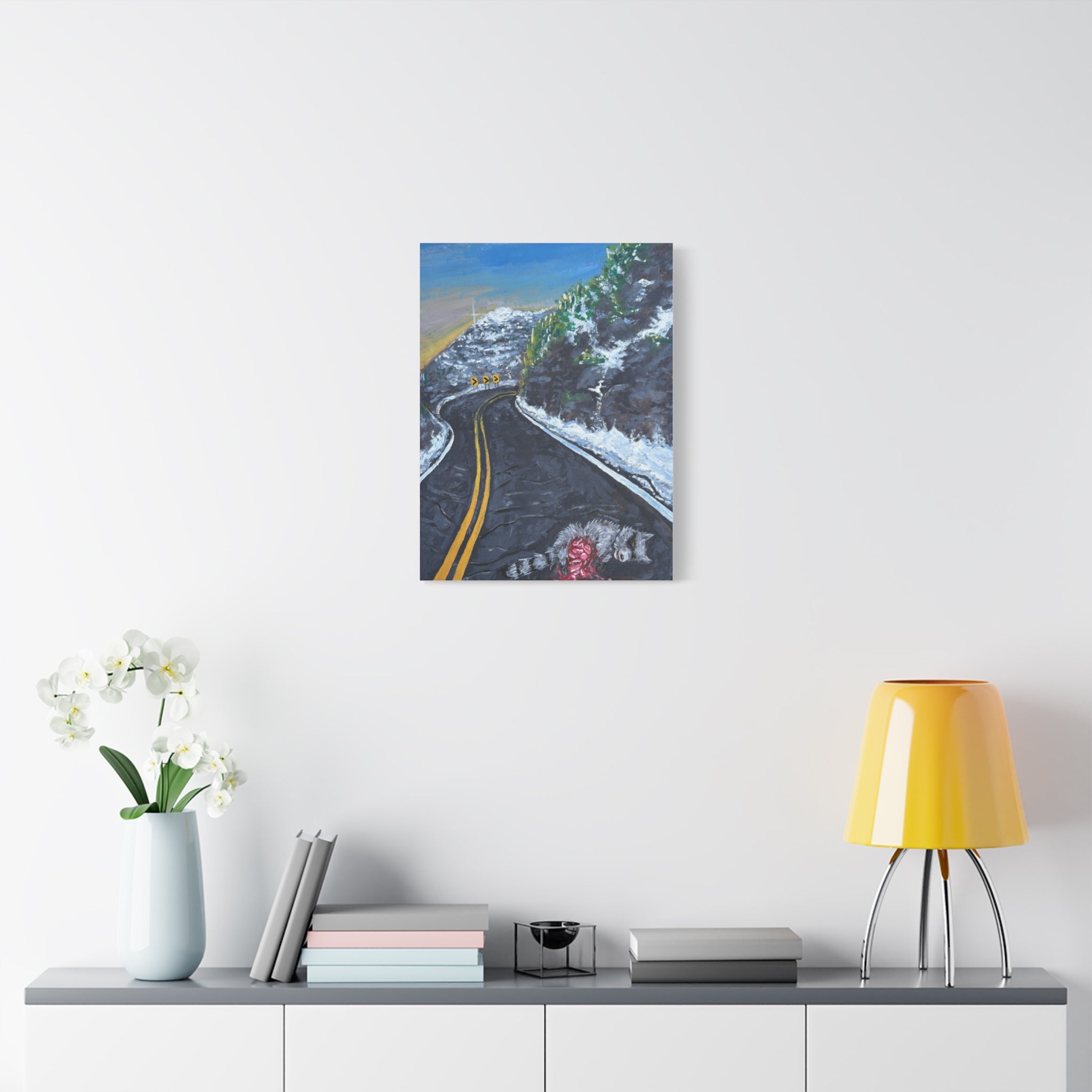 Mountain Scene Road Animal Canvas Print