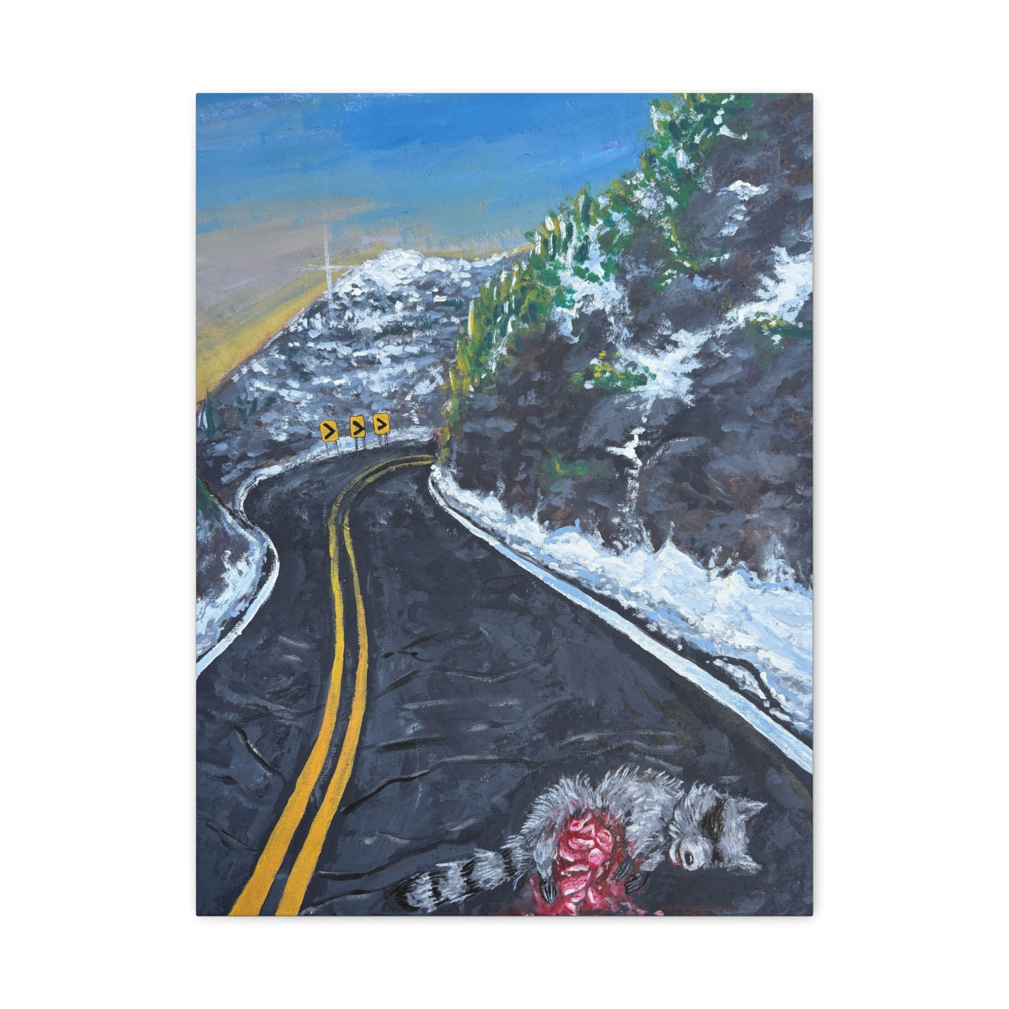 Mountain Scene Road Animal Canvas Print