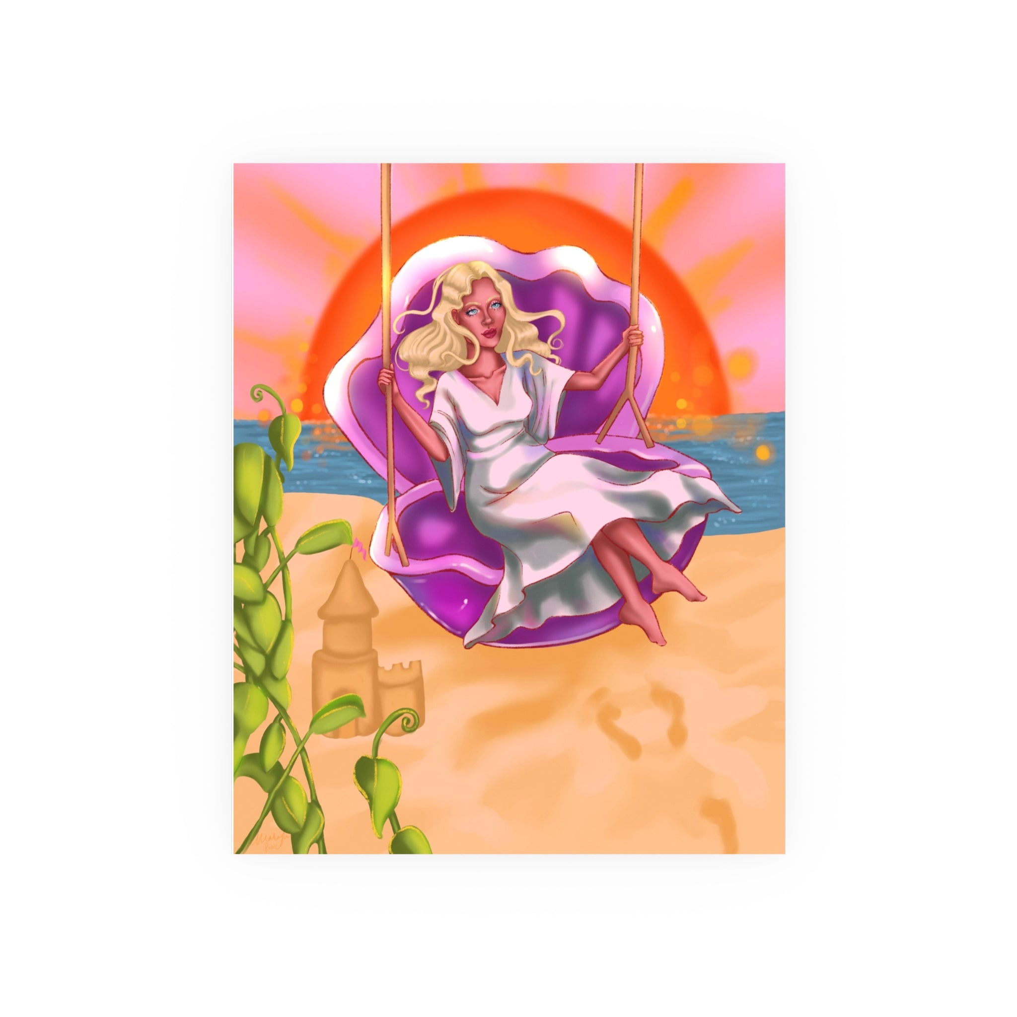 Vibrant Sunset Shell Swing Giclee Print