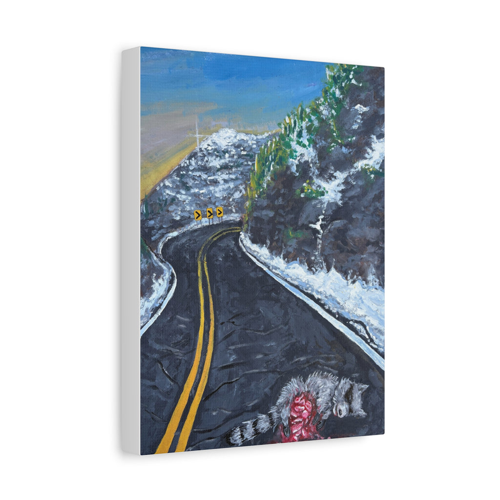 Mountain Scene Road Animal Canvas Print