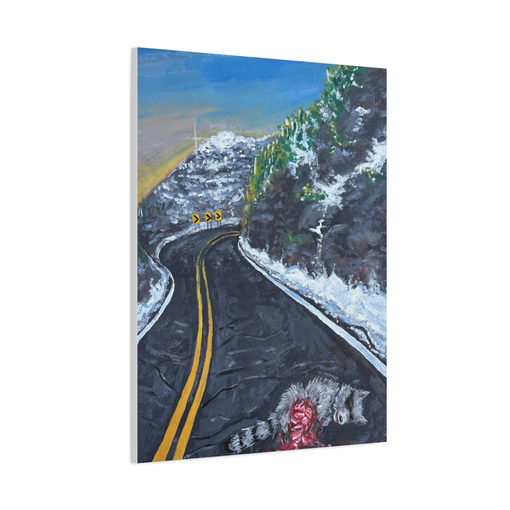 Mountain Scene Road Animal Canvas Print