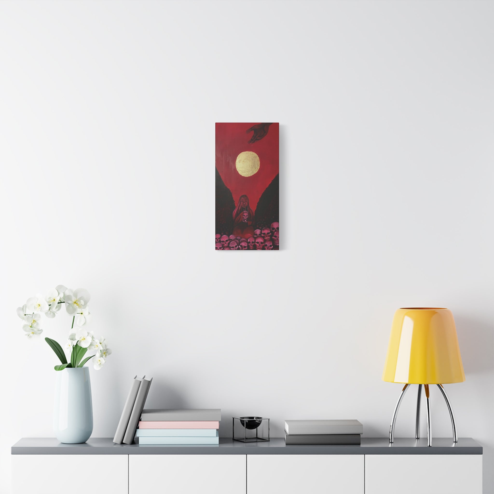 Gothic Red Skull Moonlight Canvas Print