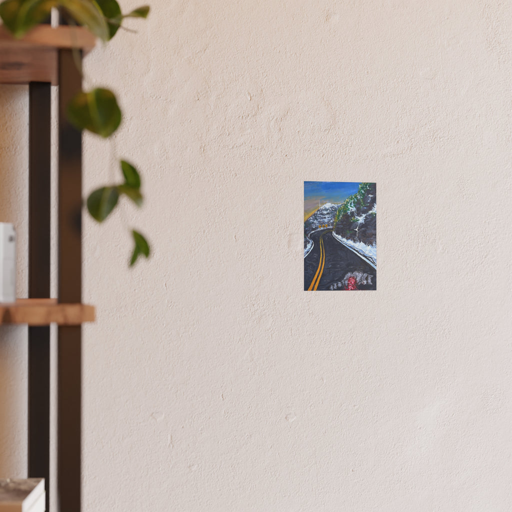 Scenic Mountain Road Poster — Winter Drive Landscape Art Print