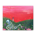 Resting Skeleton in Wildflower Field Canvas Print