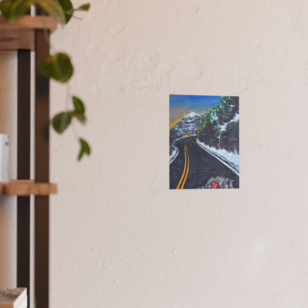 Scenic Mountain Road Poster — Winter Drive Landscape Art Print