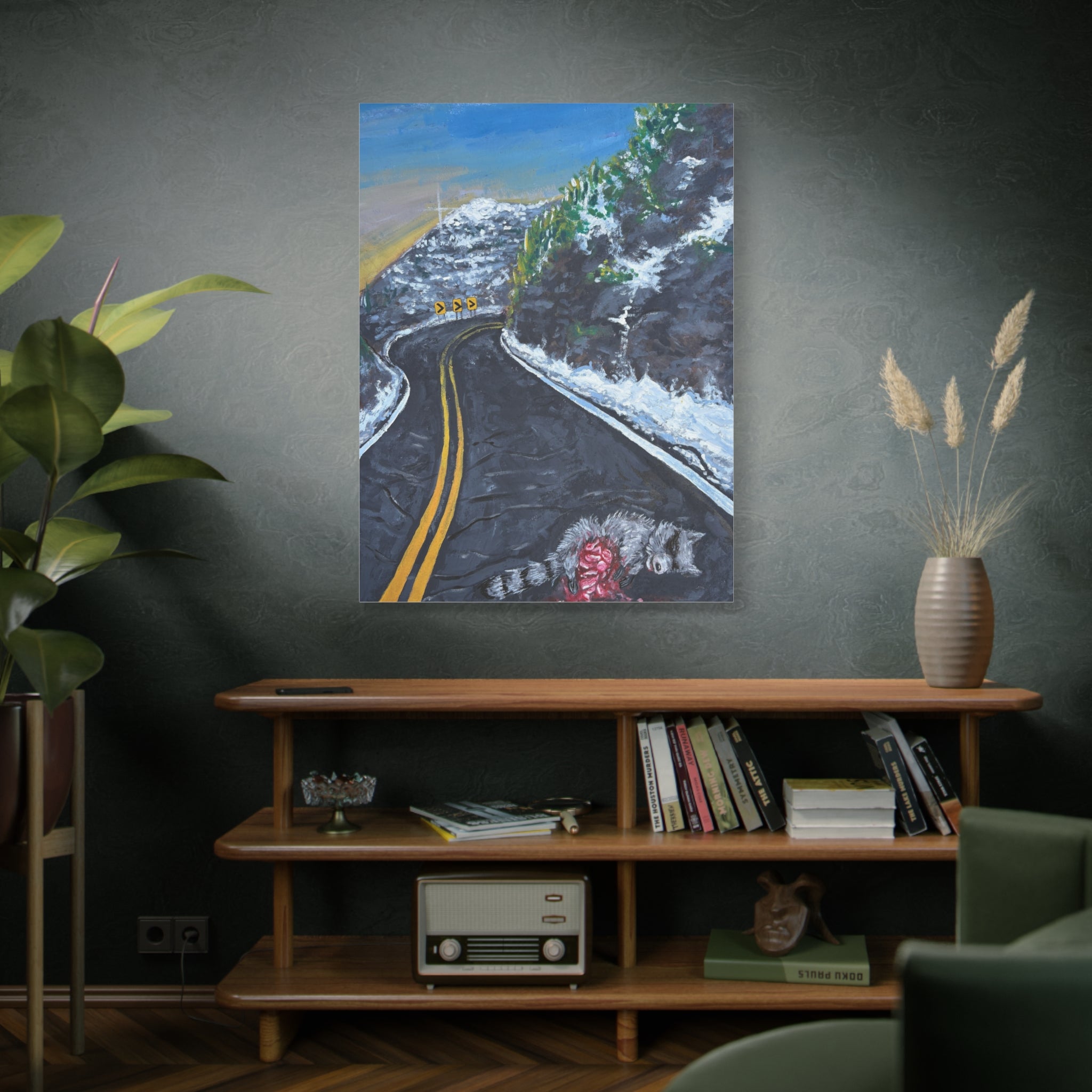 Mountain Scene Road Animal Canvas Print
