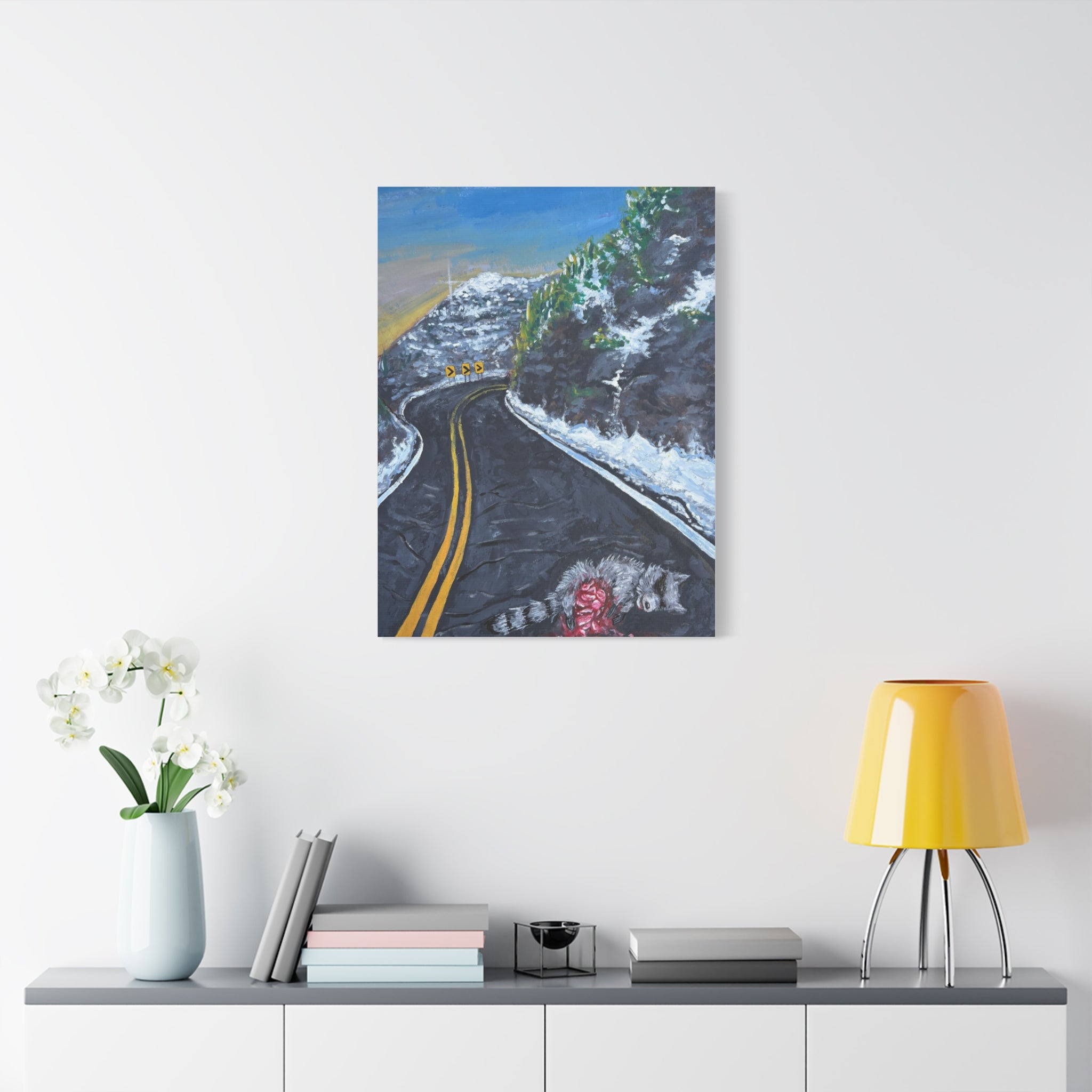 Mountain Scene Road Animal Canvas Print