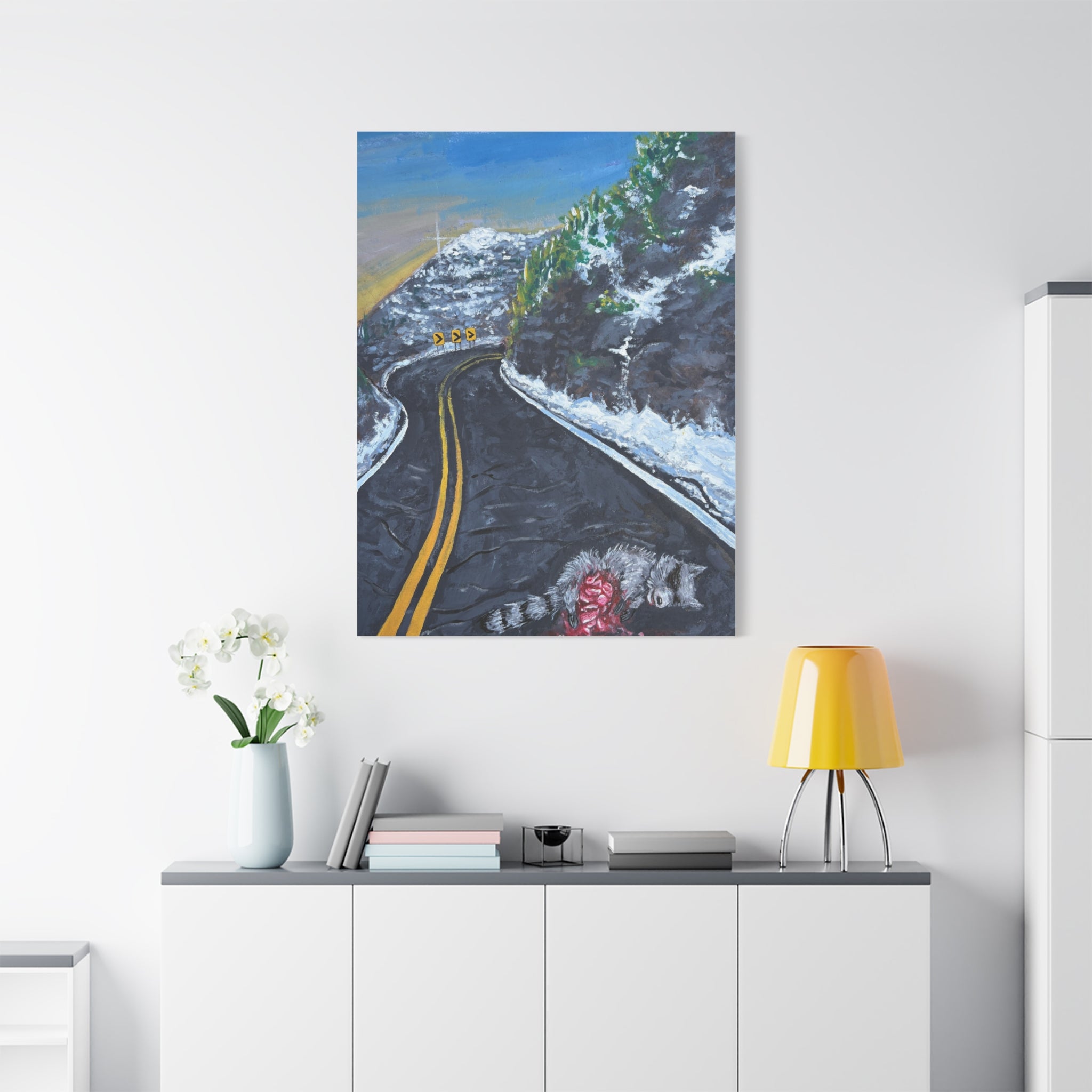 Mountain Scene Road Animal Canvas Print