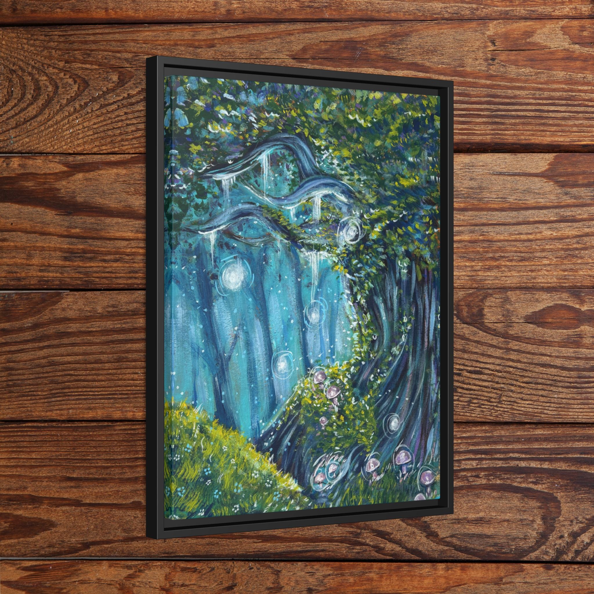 Enchanted Forest Matte Canvas Print, Framed Painting, Nature Home Decor, Woodland Artwork, Greenery Wall Hanging