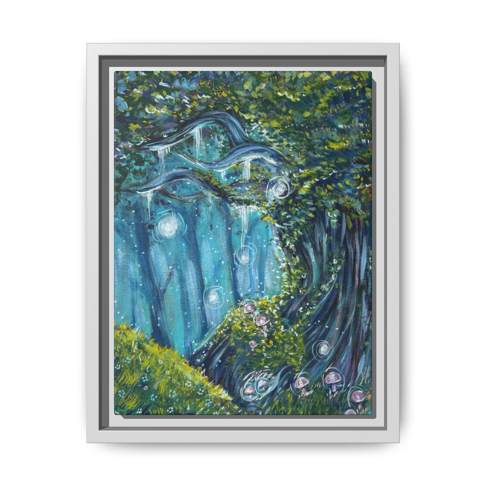 Enchanted Forest Matte Canvas Print, Framed Painting, Nature Home Decor, Woodland Artwork, Greenery Wall Hanging