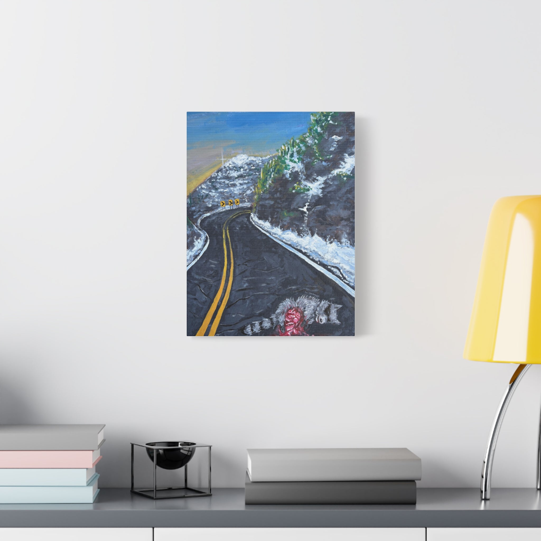 Mountain Scene Road Animal Canvas Print