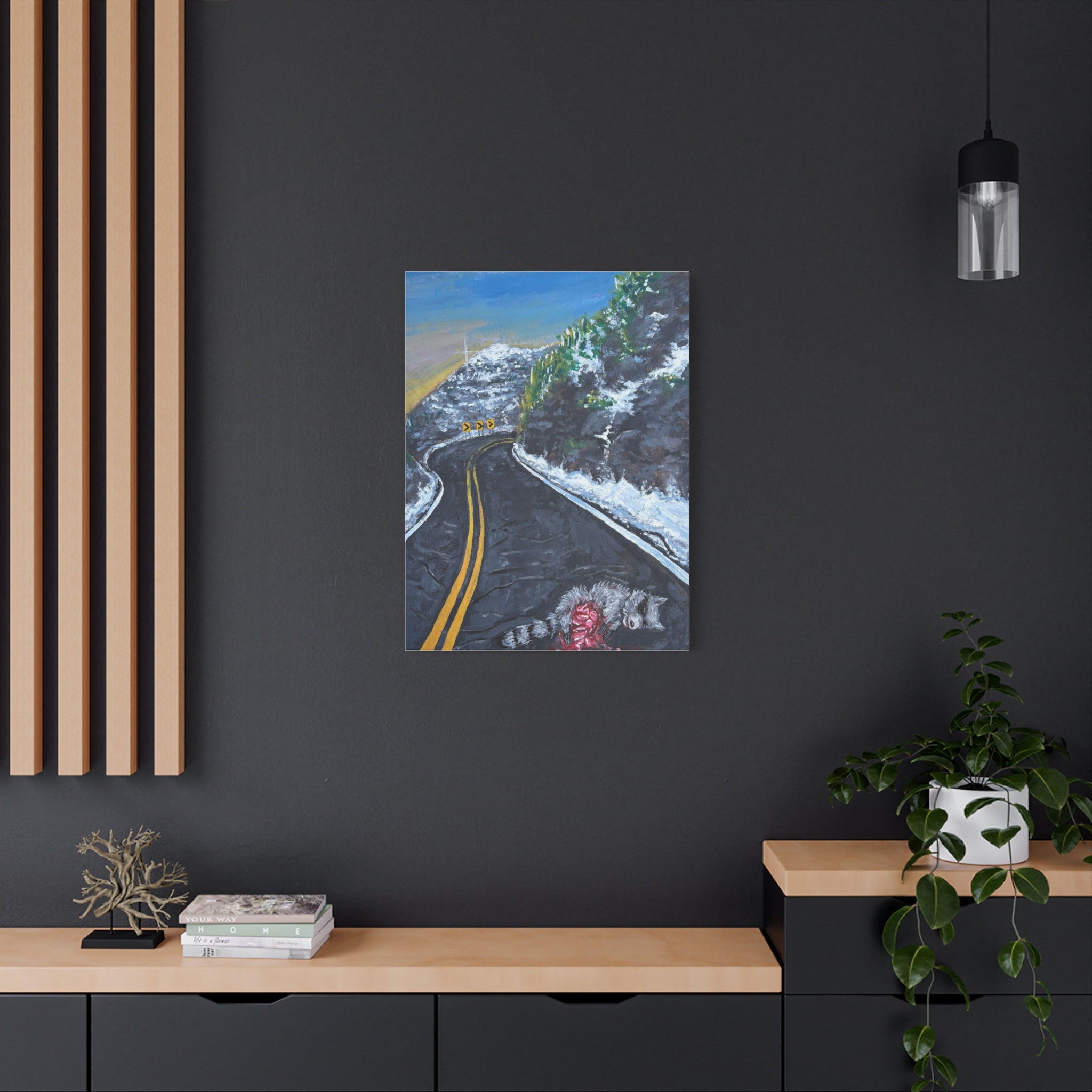 Mountain Scene Road Animal Canvas Print