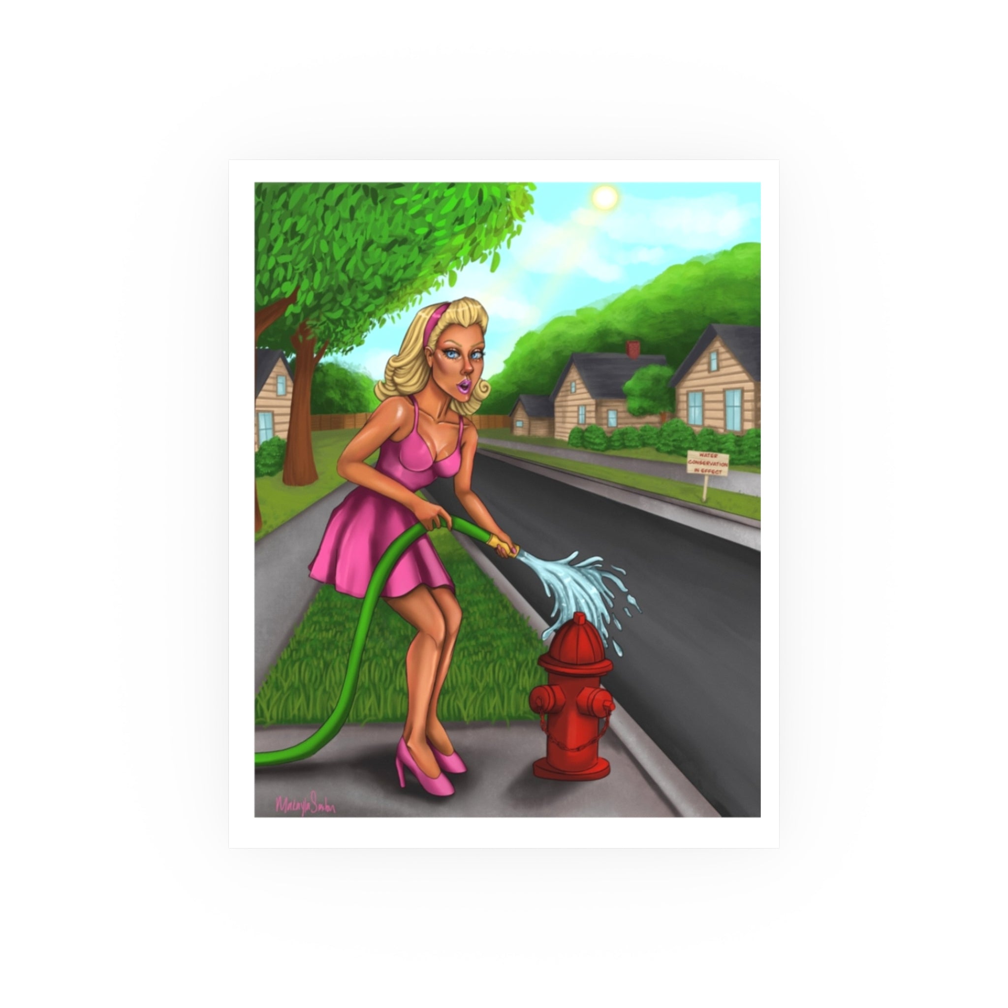 Retro Suburban Pin-Up Ironic Giclee Print