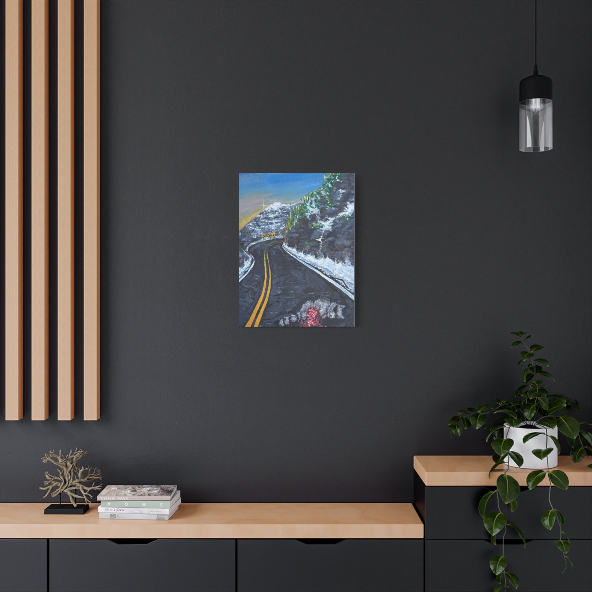 Mountain Scene Road Animal Canvas Print