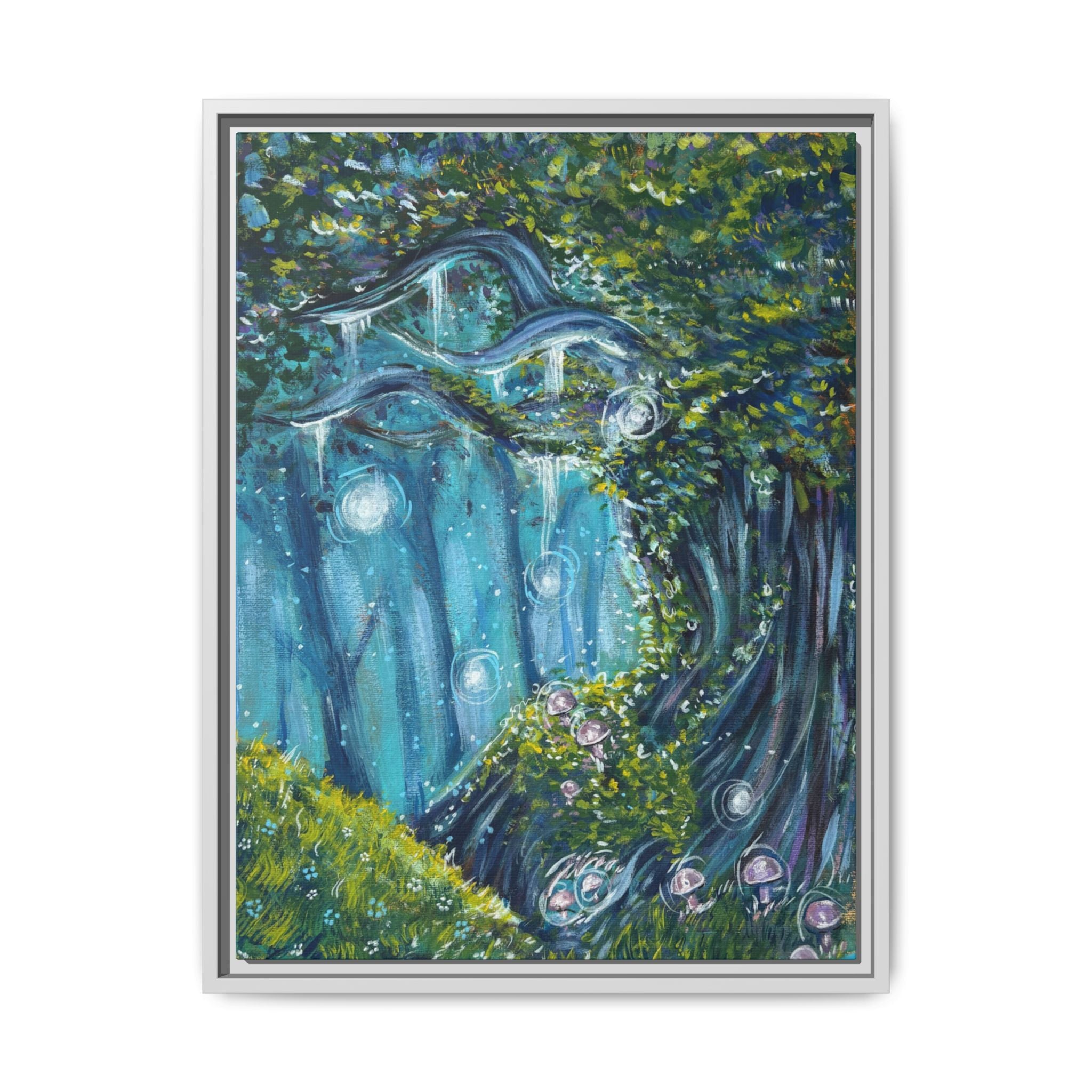 Enchanted Forest Matte Canvas Print, Framed Painting, Nature Home Decor, Woodland Artwork, Greenery Wall Hanging