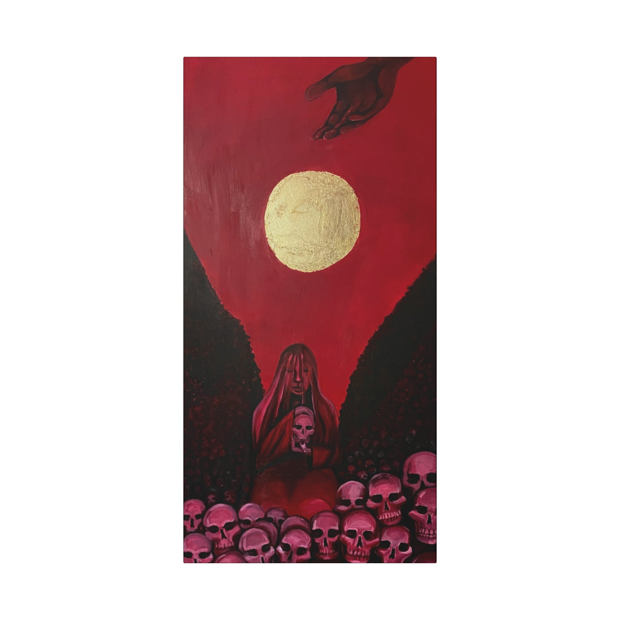 Gothic Red Skull Moonlight Canvas Print