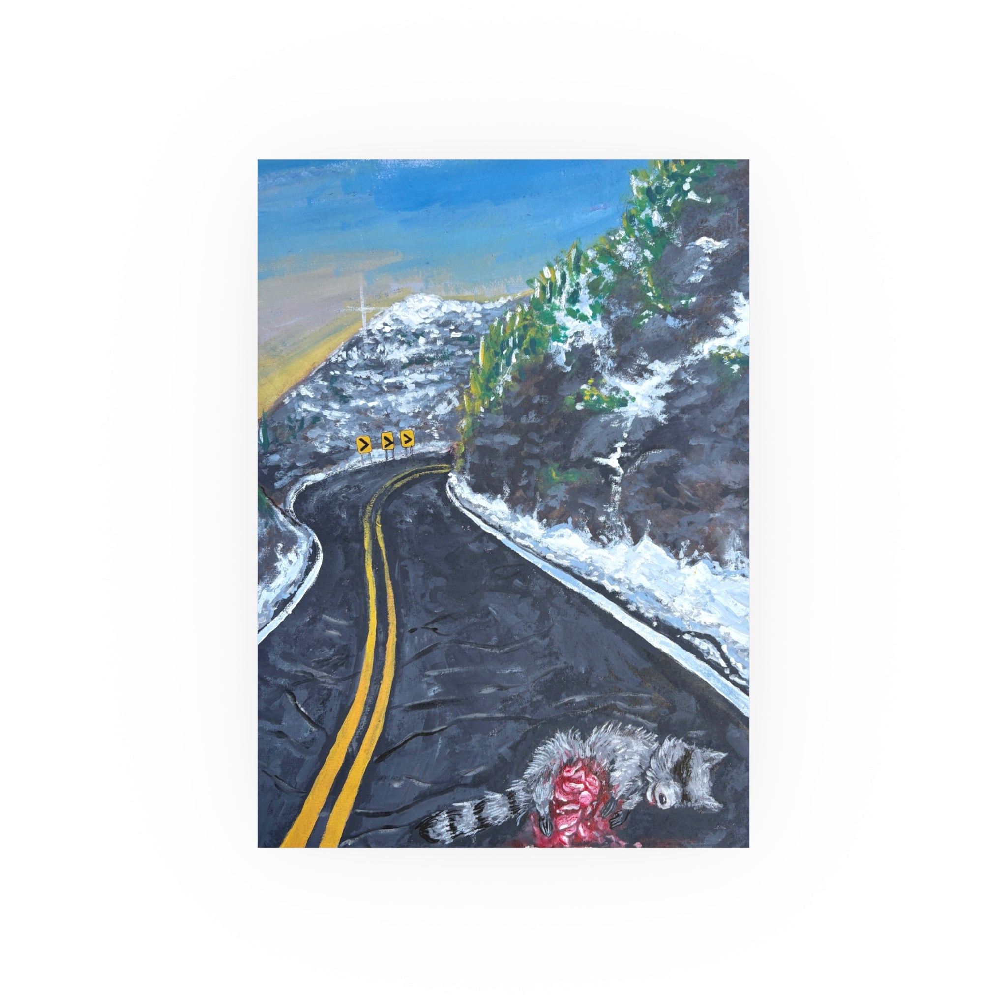 Scenic Mountain Road Poster — Winter Drive Landscape Art Print