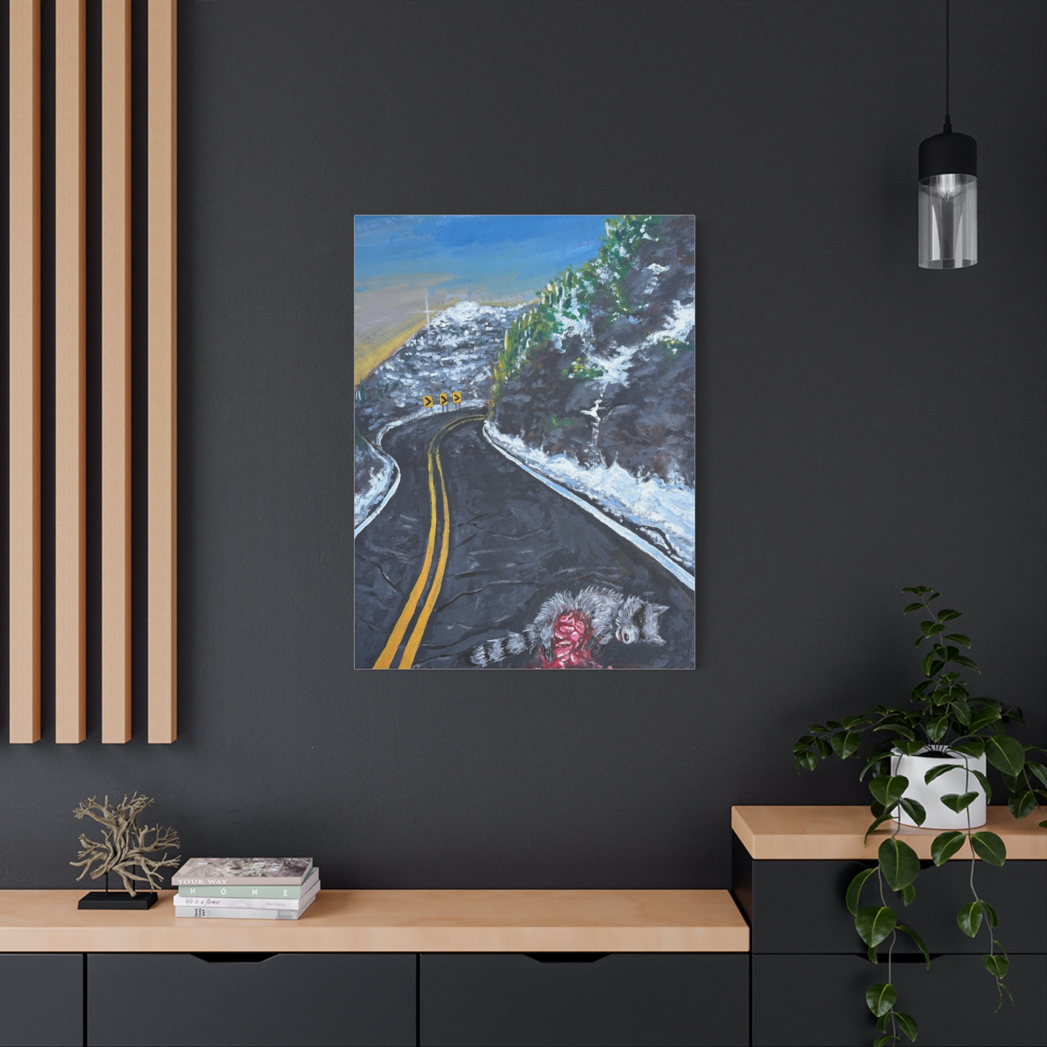 Mountain Scene Road Animal Canvas Print