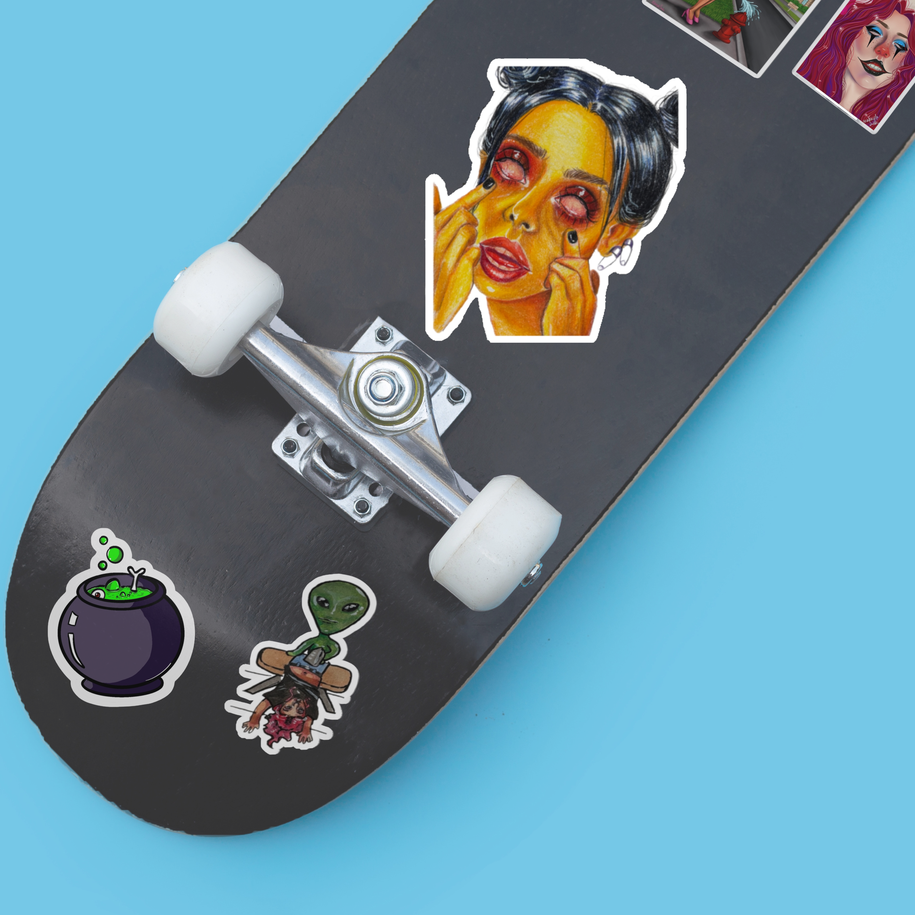 Vibrant Kiss-Cut Lady Stickers, Street wear sticker design