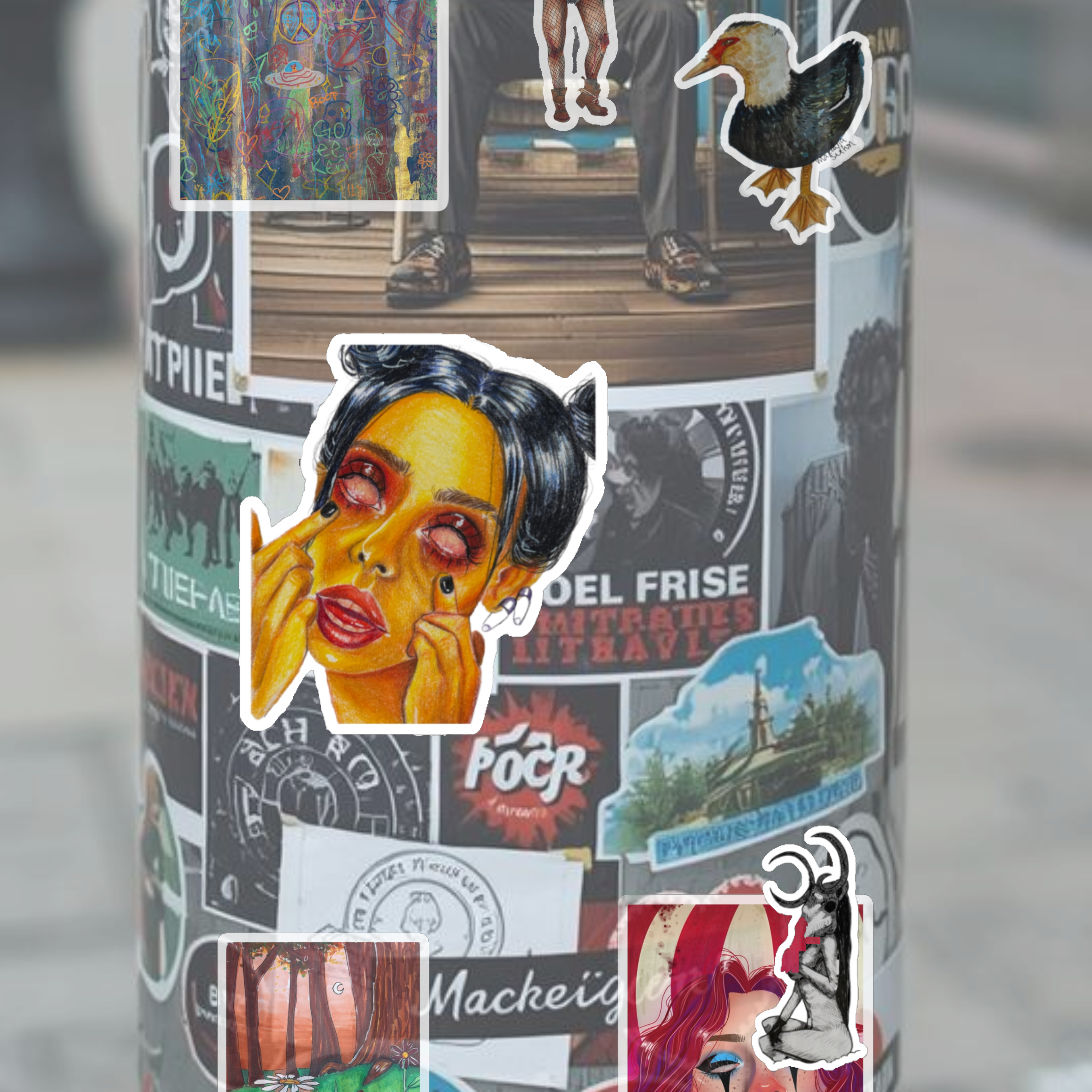 Vibrant Kiss-Cut Lady Stickers, Street wear sticker design