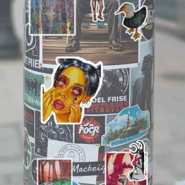 Vibrant Kiss-Cut Lady Stickers, Street wear sticker design