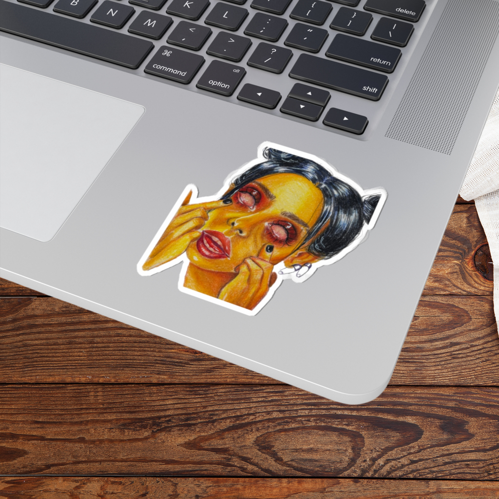 Vibrant Kiss-Cut Lady Stickers, Street wear sticker design
