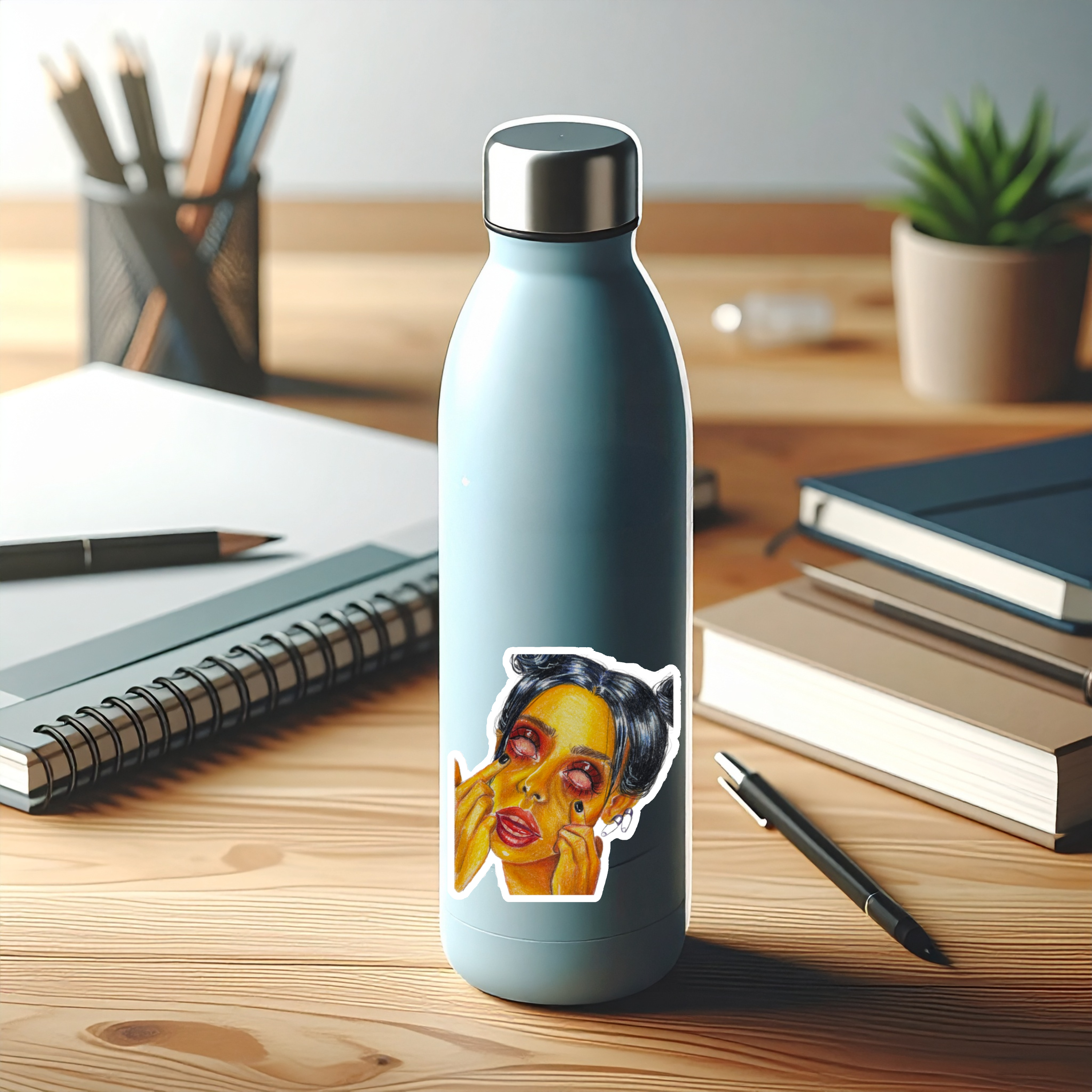 Vibrant Kiss-Cut Lady Stickers, Street wear sticker design