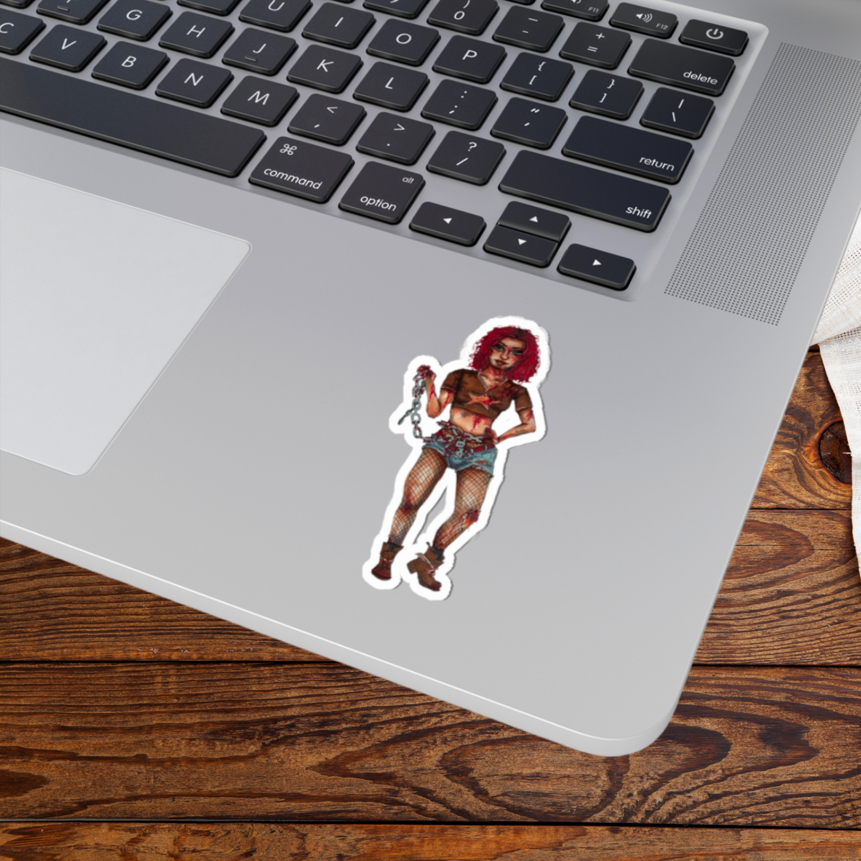 Zombie Girl Kiss-Cut Stickers, Horror Laptop Decal, Creepy Water Bottle Sticker, Goth Journal Sticker