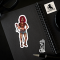 Sicker of a Woman Zombie Fighter on a black notebook page