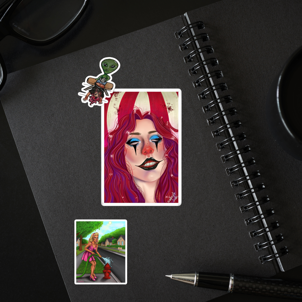 Creepy Clowncore Sticker, Horror Sticker, Unique Laptop Decal, Spooky Scrapbook Sticker, Creepy Circus Clown Sticker