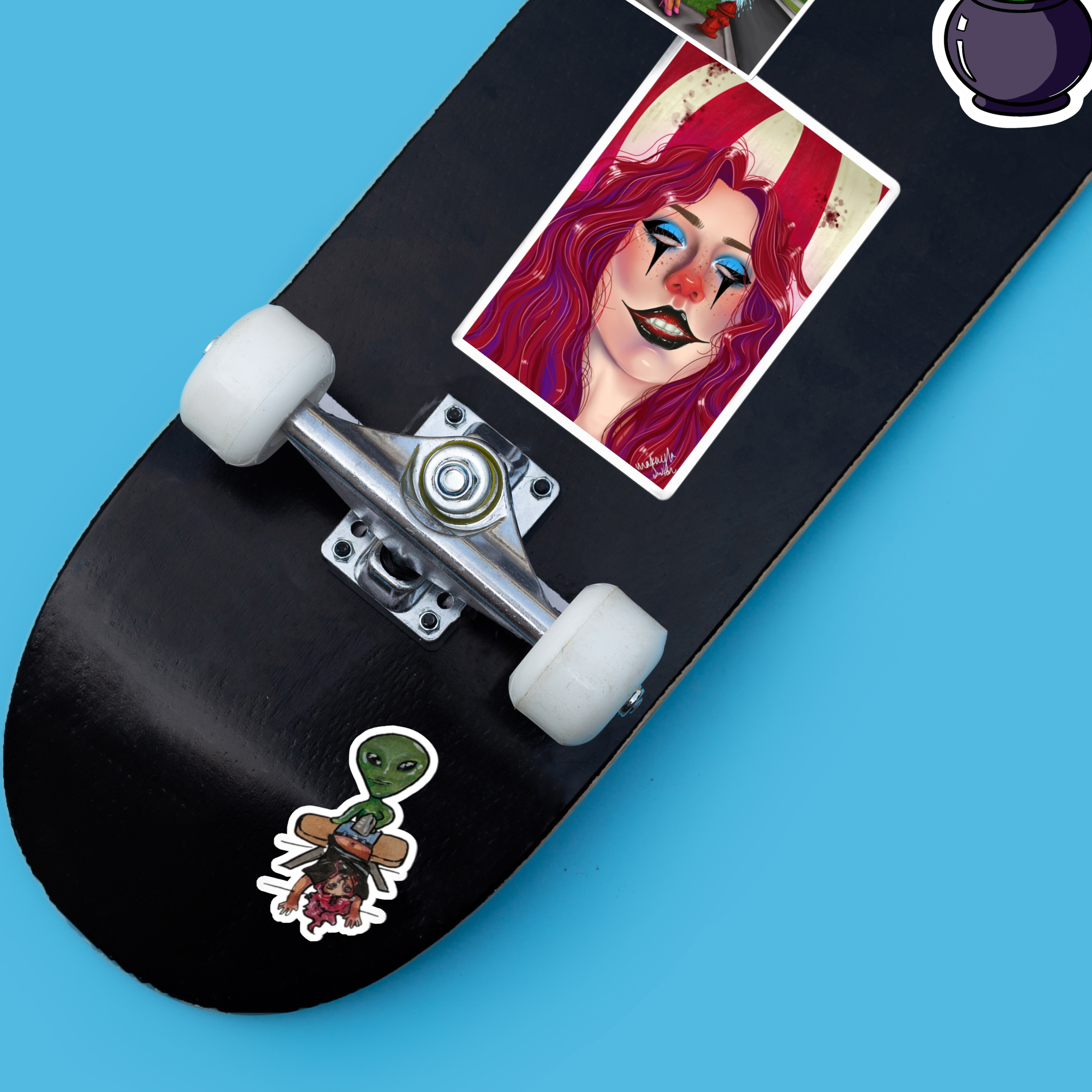 Creepy Clowncore Sticker, Horror Sticker, Unique Laptop Decal, Spooky Scrapbook Sticker, Creepy Circus Clown Sticker