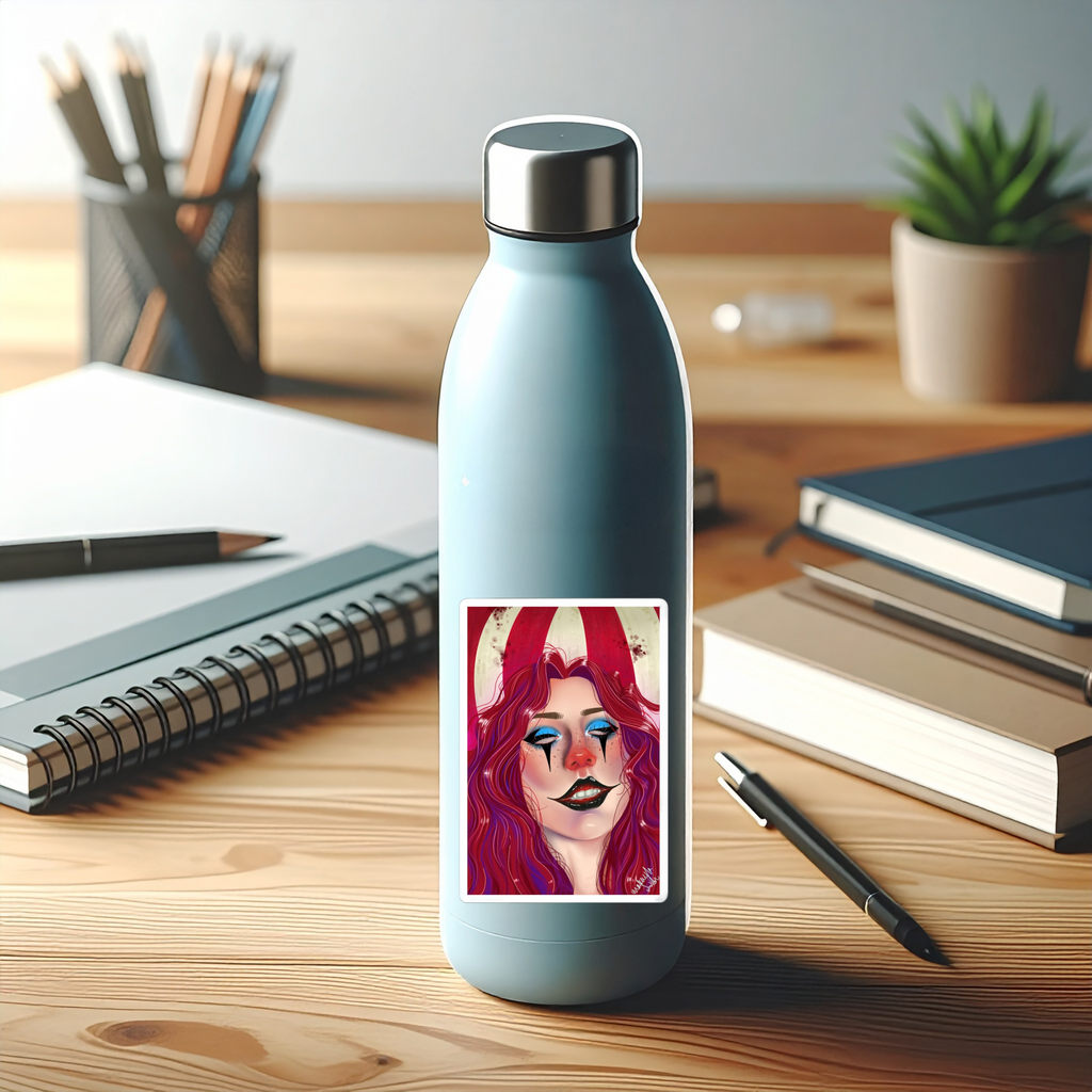 Creepy Clowncore Sticker, Horror Sticker, Unique Laptop Decal, Spooky Scrapbook Sticker, Creepy Circus Clown Sticker