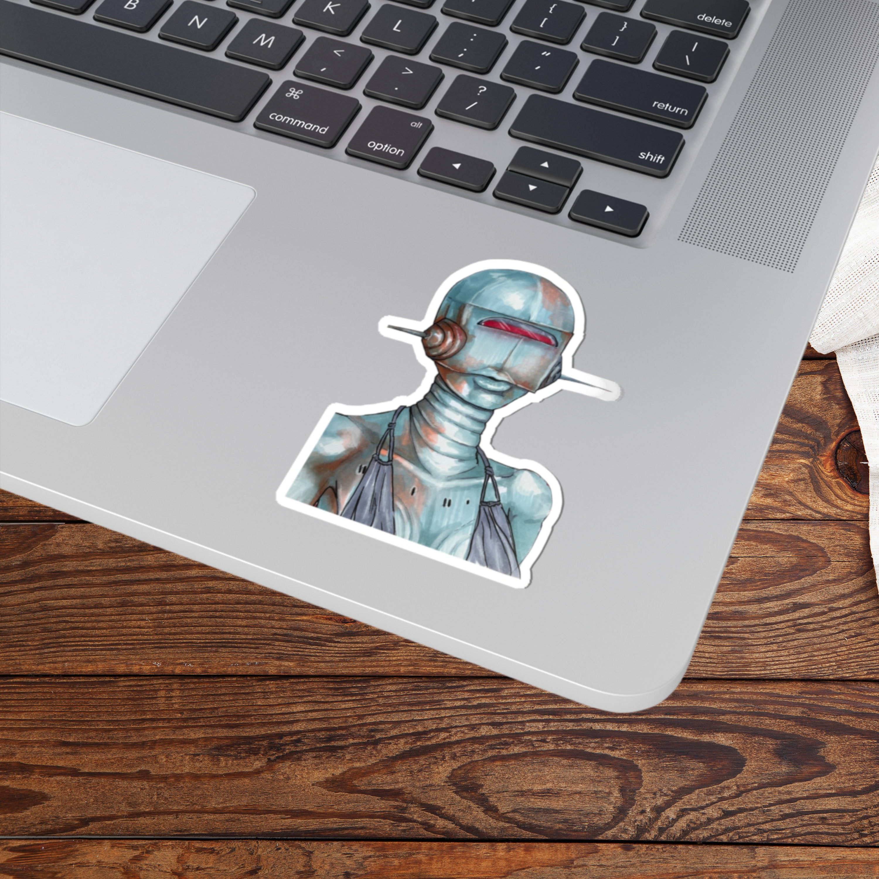 Futuristic Robot Kiss-Cut Stickers, Cool Stickers for Laptops, Car Decals, Unique Art Stickers, Sci-Fi Decorations