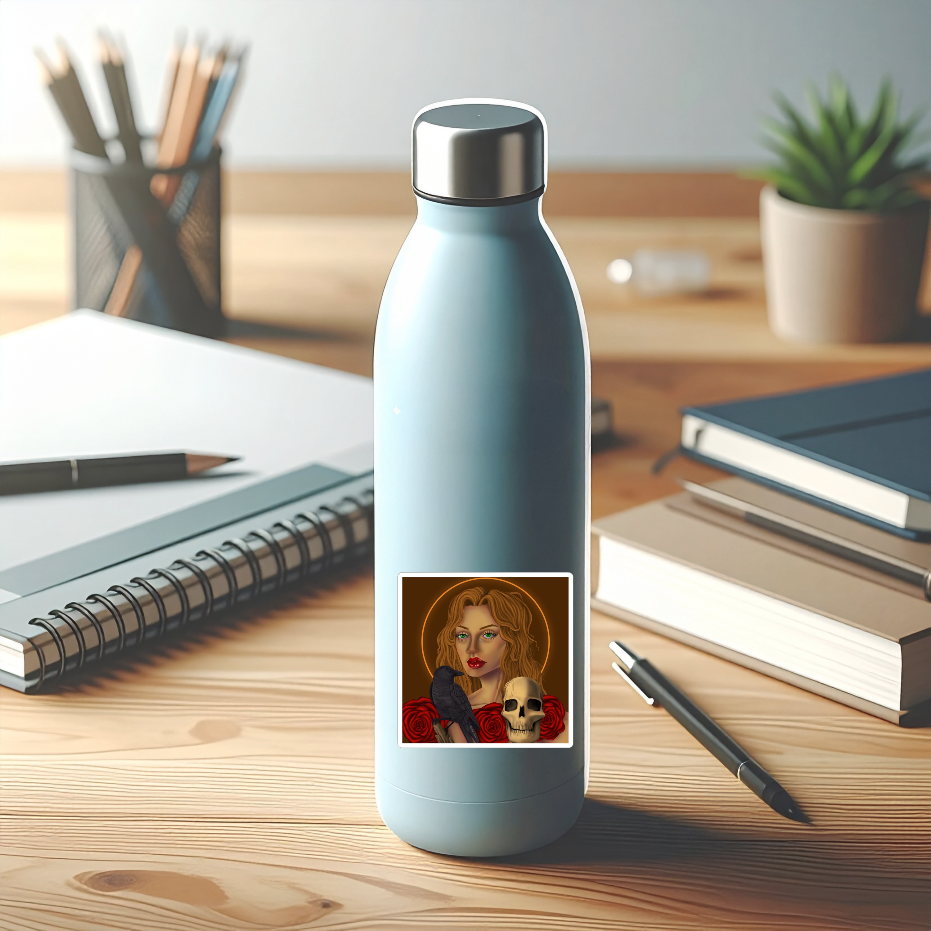 Gothic Kiss-Cut Stickers, Artistic Stickers, Edgy Decor, Skull and Rose Stickers, Unique Gift Ideas for Goth Lovers, Dark Aesthetic