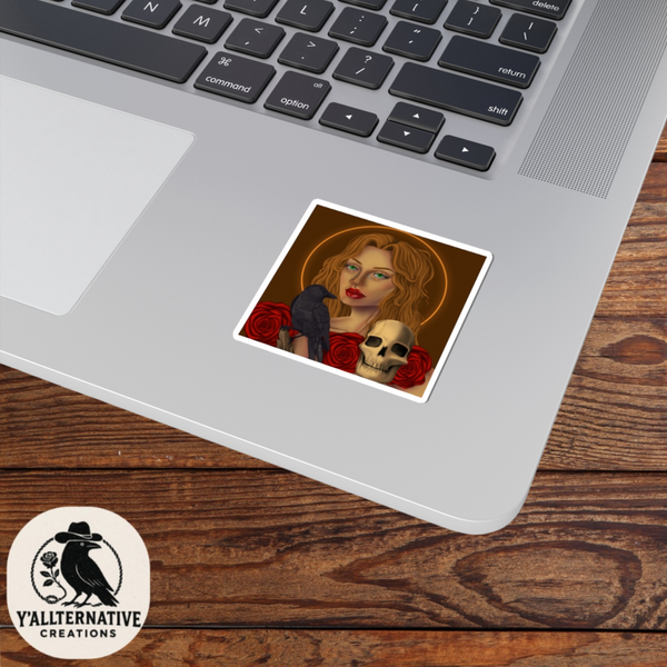 Gothic Kiss-Cut Stickers, Artistic Stickers, Edgy Decor, Skull and Rose Stickers, Unique Gift Ideas for Goth Lovers, Dark Aesthetic