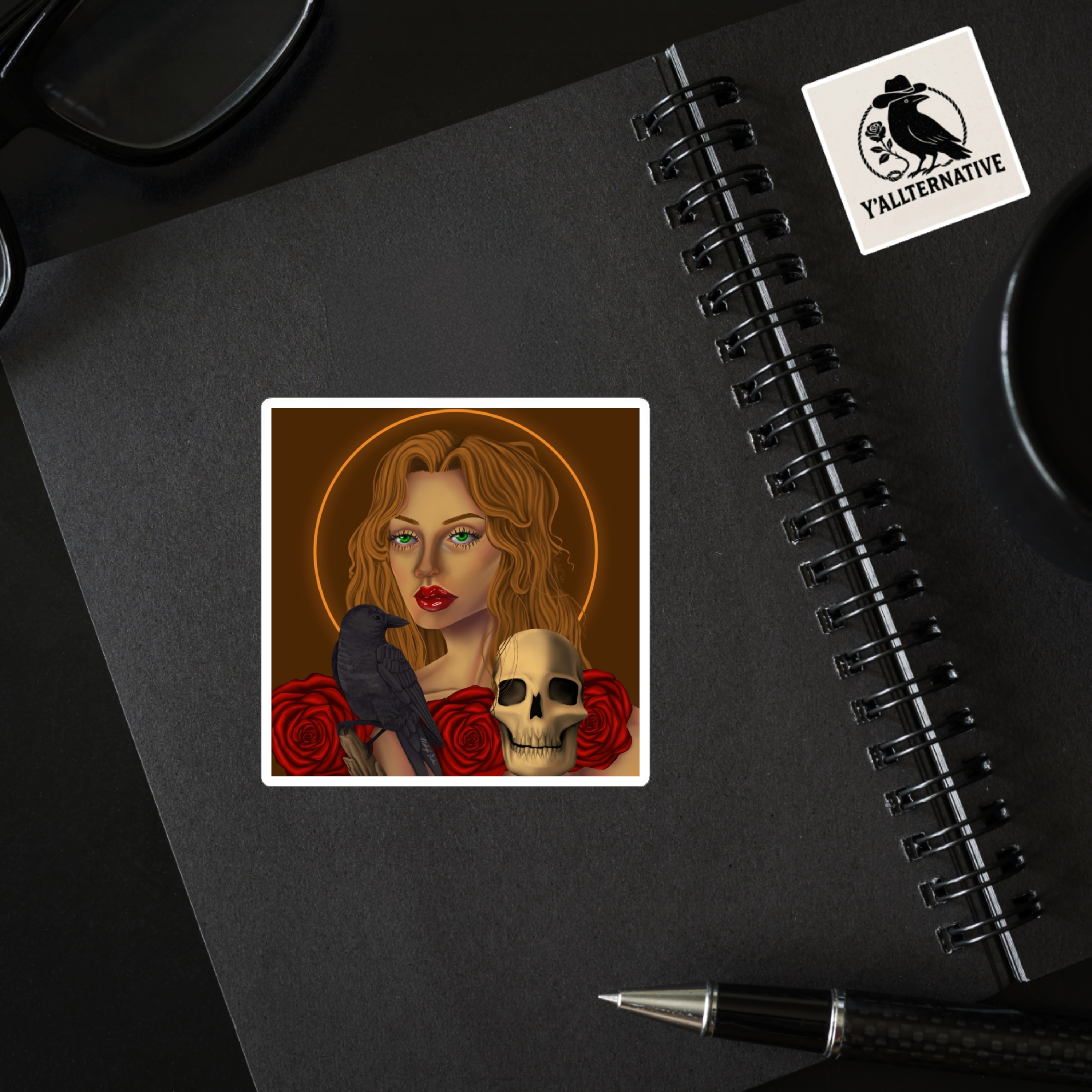 Gothic Kiss-Cut Stickers, Artistic Stickers, Edgy Decor, Skull and Rose Stickers, Unique Gift Ideas for Goth Lovers, Dark Aesthetic