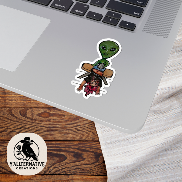 Alien Abduction Stickers, Fun Decor for Laptops, Journals, and Water Bottles, Great for UFO Lovers, Unique Gift Idea