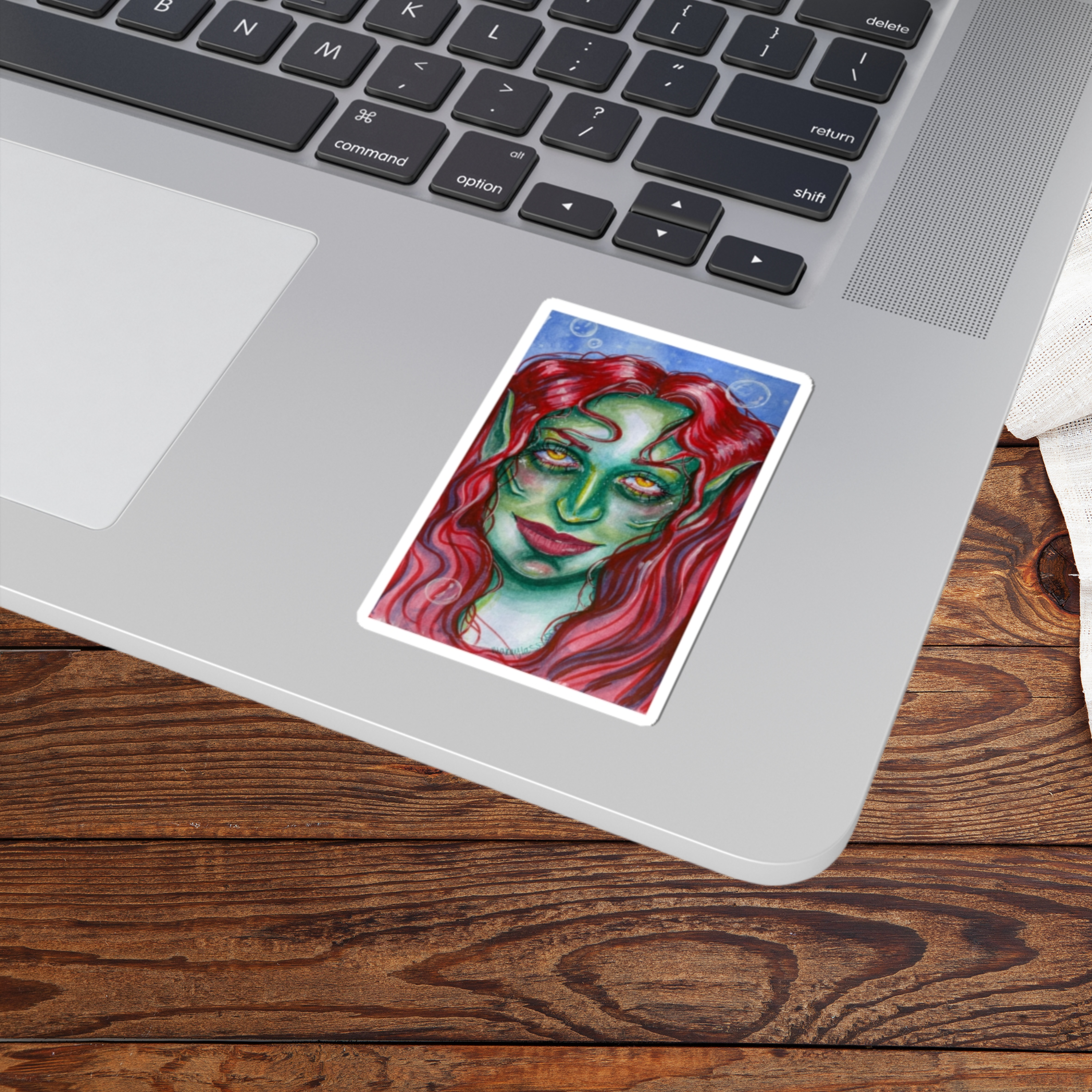 Creepy Mermaid Stickers, Halloween Sea Creature Decals, Gothic Laptop Decor, Spooky Ocean Theme, Underwater Fantasy Art, Haunting Planner