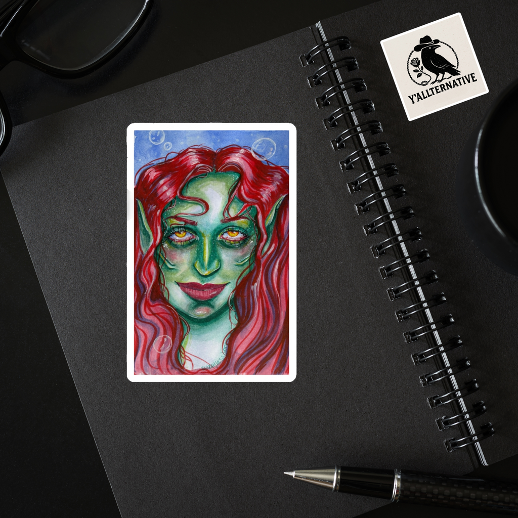 Creepy Mermaid Stickers, Halloween Sea Creature Decals, Gothic Laptop Decor, Spooky Ocean Theme, Underwater Fantasy Art, Haunting Planner