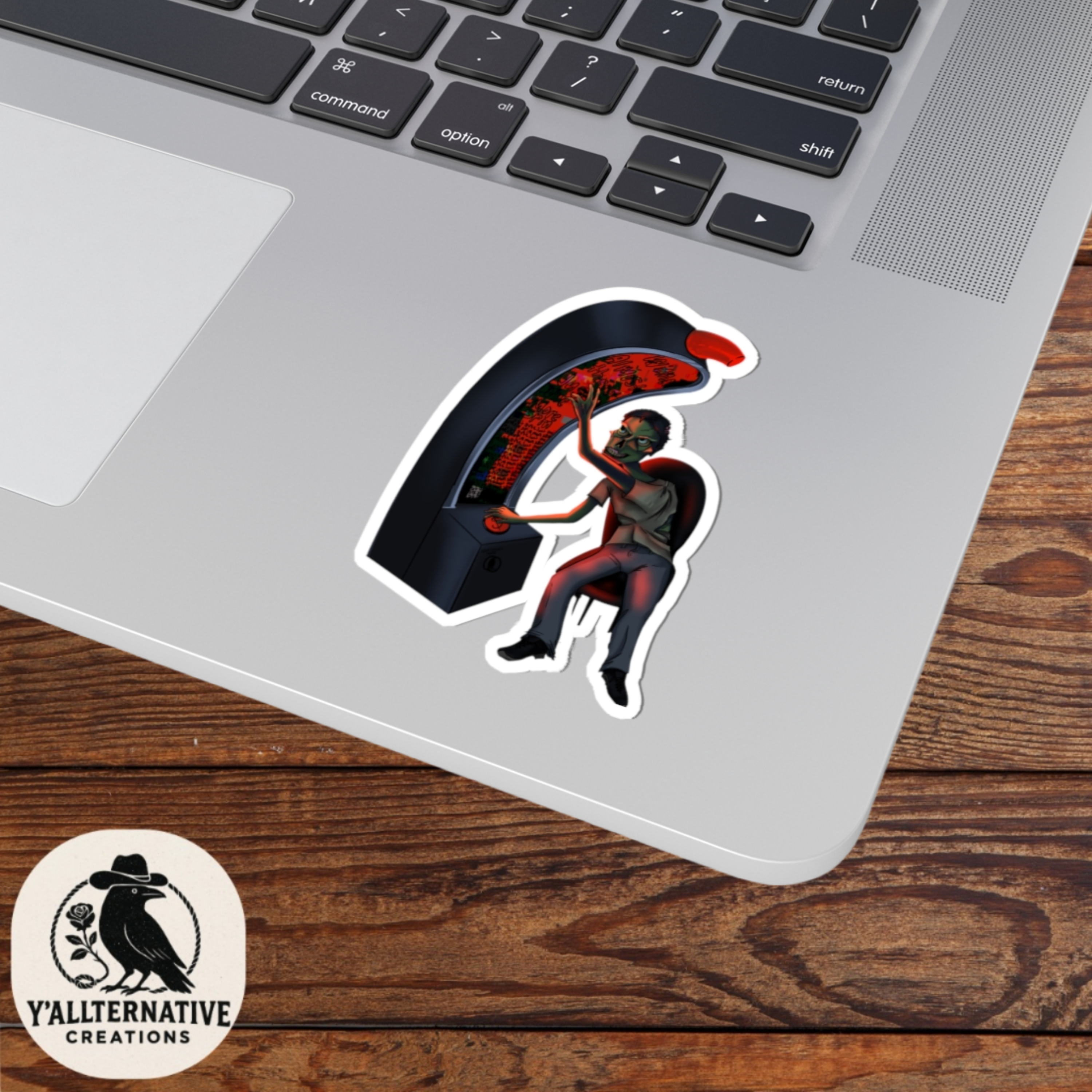 Arcade Hacker Sticker — Retro Cyberpunk Gamer Kiss-Cut Decal